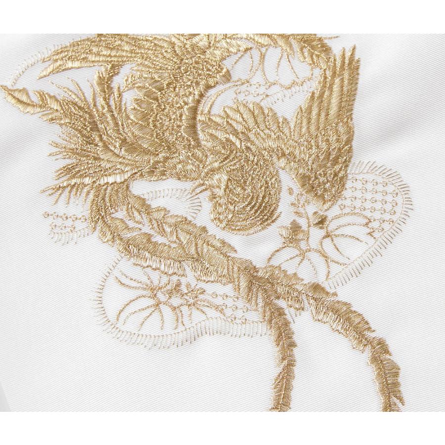 半衿 刺繍 礼装用 鳳凰 桐 白 金 単色 塩瀬 吉祥文様 伝統文様 縁起物
