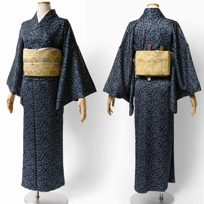 半幅帯 正絹 雪輪 カラシ 黄土 黄色 伝統文様 長尺 レトロ シック 日本製 リバーシブル 変り結び 細帯 つやび 雅姫の画像