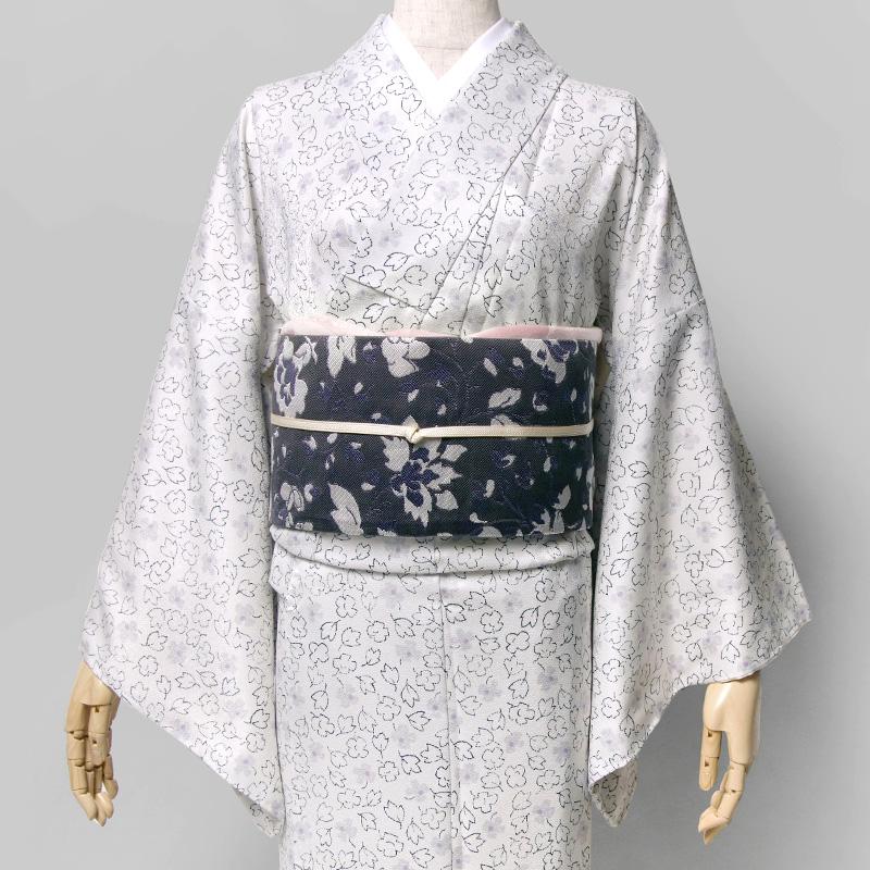 東レ シルック 着物 花 小紋 オフ白 クリーム 袷 洗える着物 東レ シルック 着物 花 小紋 オフ白 クリーム 袷 洗える着物