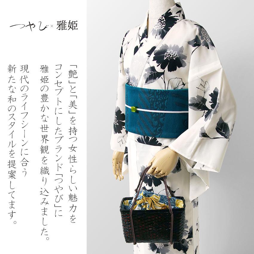 夏着物 つやび×雅姫 セオアルファ ひまわり オフ白 黒 モノトーン 花 
