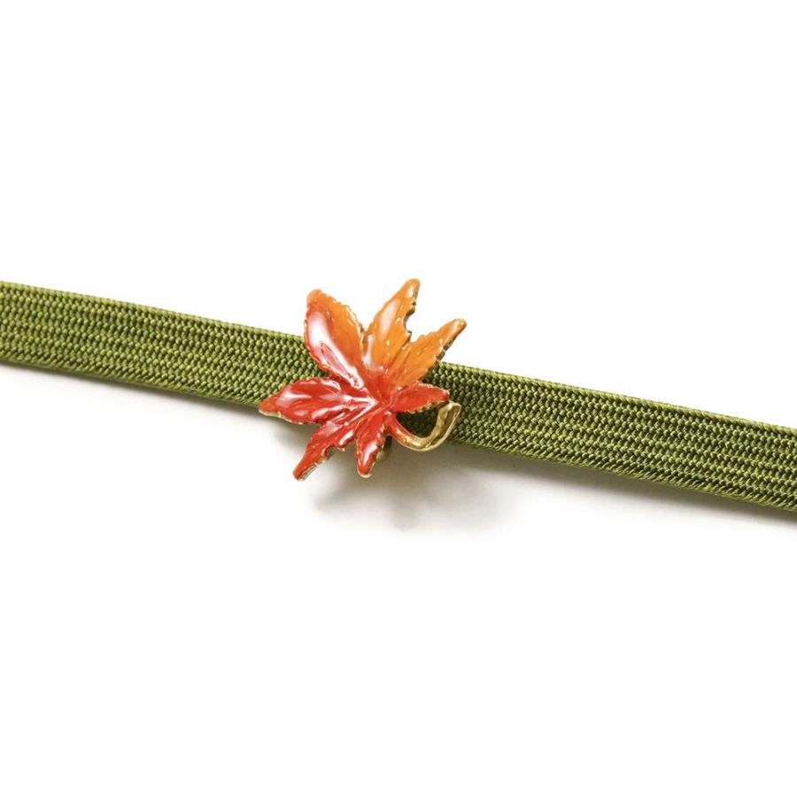 帯留め もみじ 赤 紅葉 葉 秋 ハンドメイド 和装小物 ピューター SUU