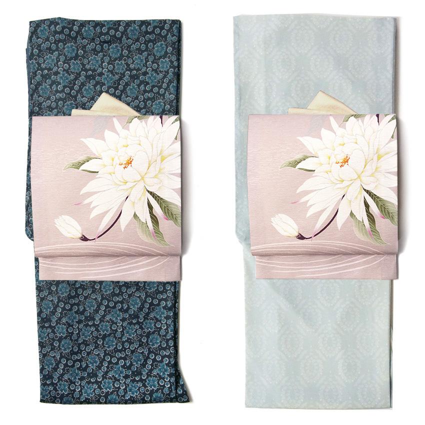 京袋帯 WAKKA 月下美人 ピンク 白 花 モダン 正絹 お太鼓 一重太鼓
