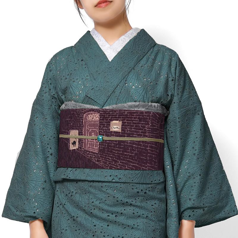 京袋帯 WAKKA ねこ酒Bar ボルドー 猫 バーテンダー 酒 バー 動物