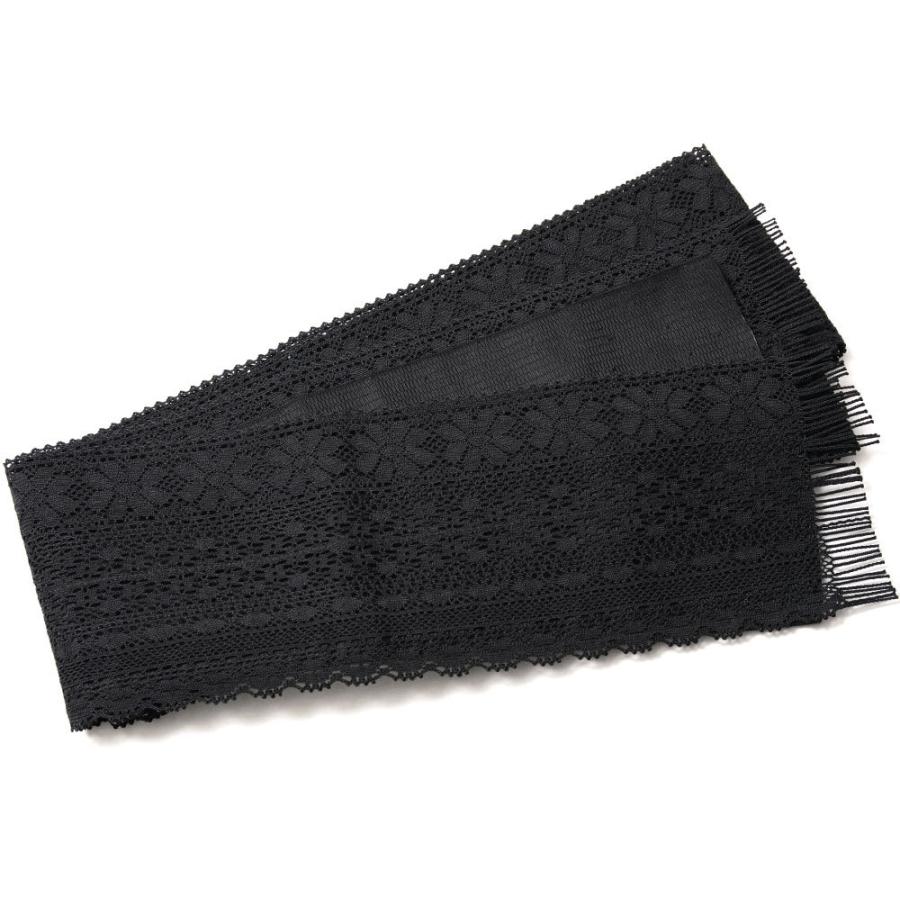 撫松庵 半幅帯 レース 黒 フェミニン エレガント 夏帯 日本製 半巾帯