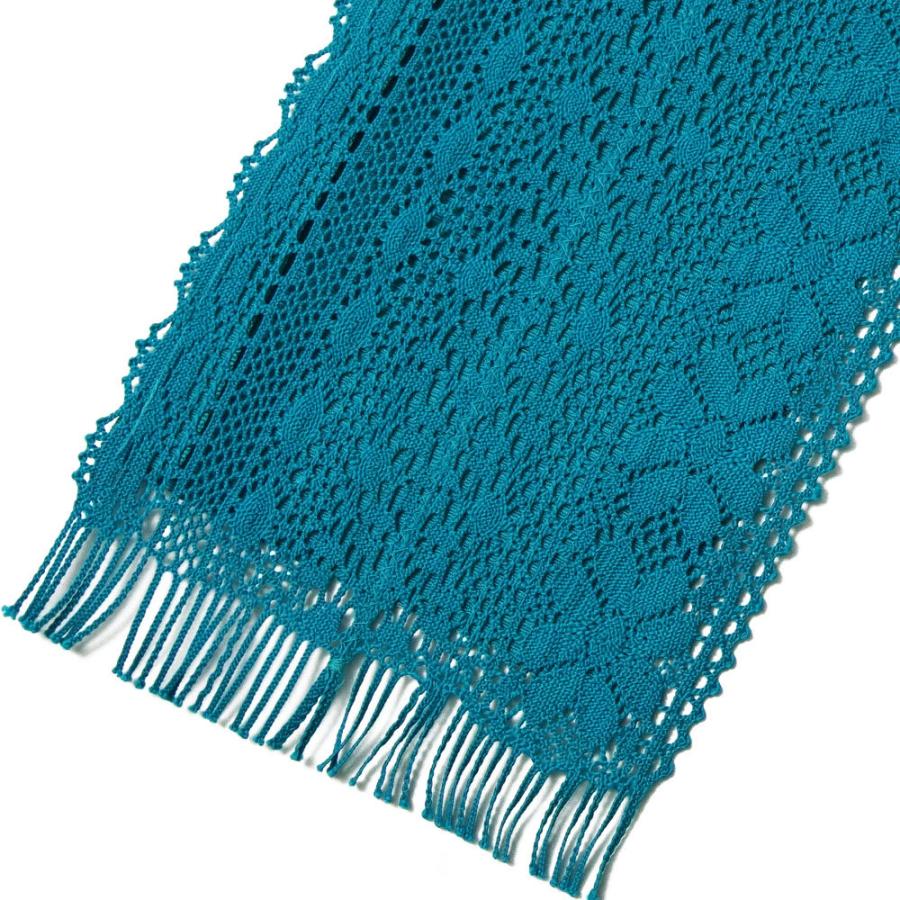 撫松庵 半幅帯 レース ターコイズ 青緑 フェミニン エレガント 夏帯