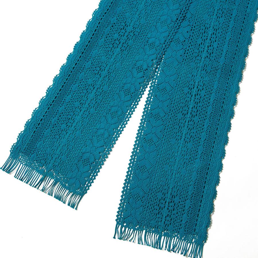 ブランド『撫松庵』のレース半巾帯 オシャレなターコイズブルー