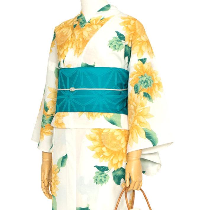 撫松庵 向日葵 黄色 アイボリー セオアルファ 単衣 夏着物 浴衣 撫松庵 向日葵 黄色 アイボリー セオアルファ 単衣 夏着物 浴衣