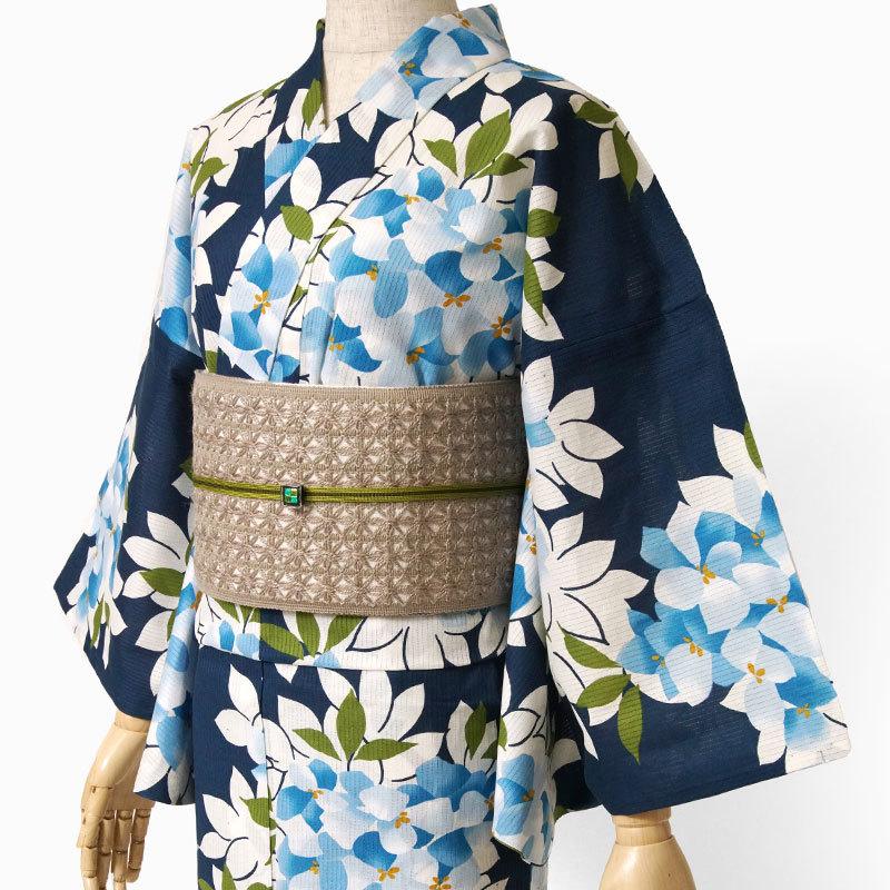 夏着物 綿絽 そしてゆめ 紫陽花 花 水色 青 紺 上品 レディース 30代