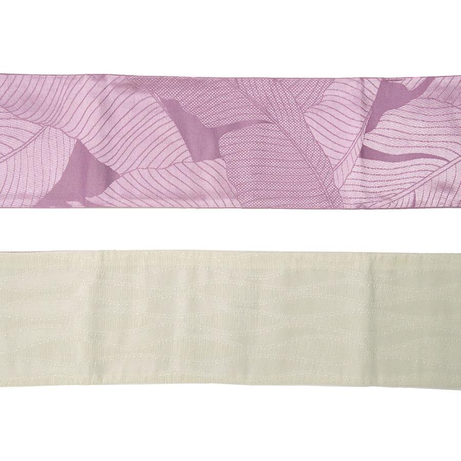 新品　定価￥14300　撫松庵　ぶしょうあん　半幅帯　リバーシブル 撫松庵 半幅帯 芭蕉 ピンク ベージュ リバーシブル レトロ モダン