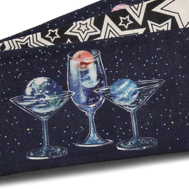 半幅帯 WAKKA 麻 惑星 カクテル ネイビー 星 宇宙 天体 メルヘン 半幅帯 WAKKA 麻 惑星 カクテル ネイビー 星 宇宙 天体 メルヘン