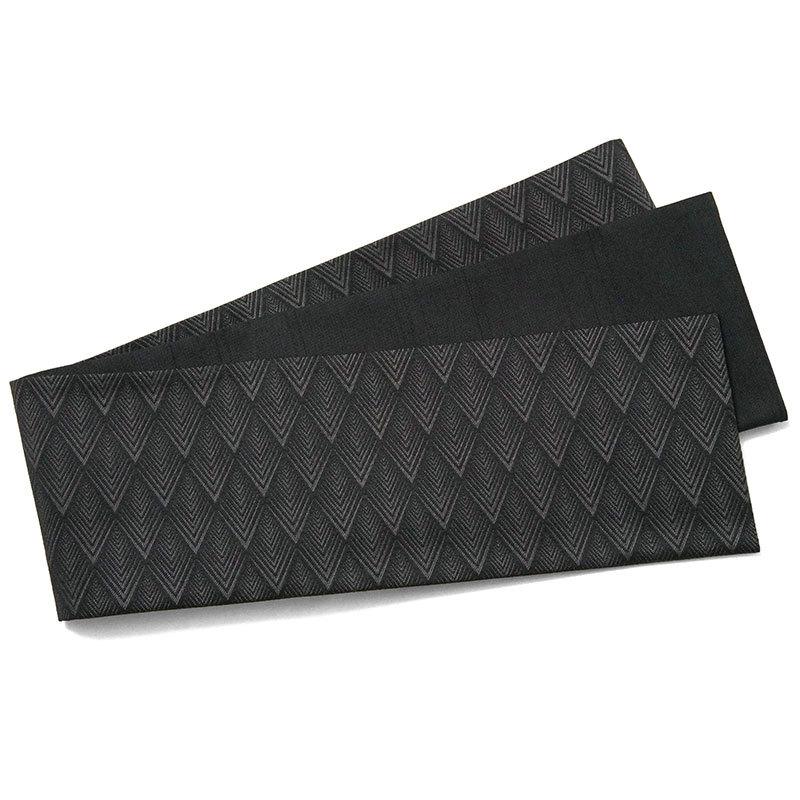 ブランドのギフト 撫松庵 半幅帯 つらら幾何 黒 幾何学 リバーシブル