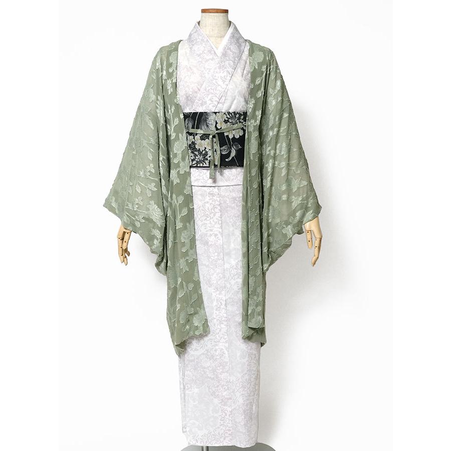 薄羽織 召しませ花 カットジャガード 緑 更紗 シフォンジョー 薄羽織 召しませ花 カットジャガード 緑 更紗 シフォンジョー