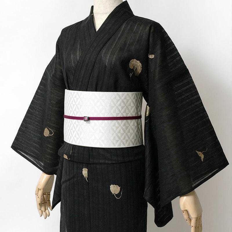 浴衣 美術サロン 黒 金 花 引染め レディース 30代 40代 50代 シンプル レトロ モダン カッコイイ 女性用 仕立上がり 単品 浴衣 日本製の画像