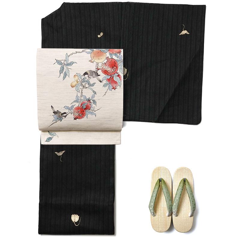浴衣 美術サロン 黒 金 花 引染め レディース 30代 40代 50代 シンプル レトロ モダン カッコイイ 女性用 仕立上がり 単品 浴衣 日本製の画像