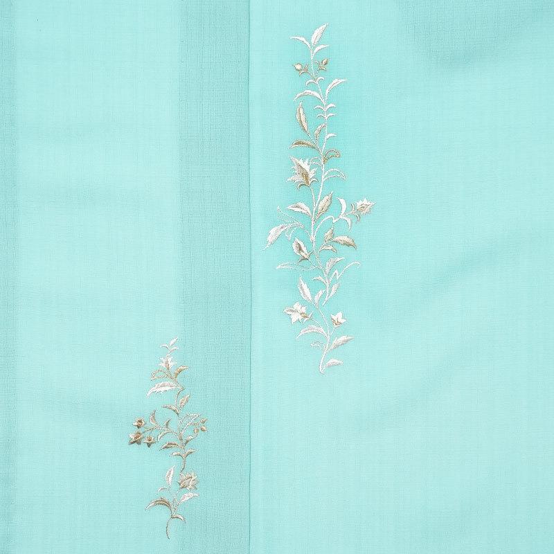 夏着物 美術サロン 無地染 刺繍 セオアルファ 水色 シンプル ワンポイント レディース30代 40代 50代 女性用 仕立上がり 単品 浴衣 日本製の画像