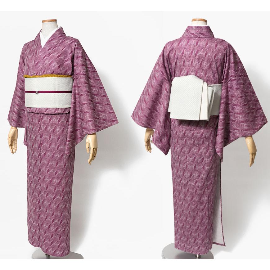 木綿着物 単衣 ダイヤ ストライプ 縞 ピンク 仕立て上がり 木綿着物 単衣 ダイヤ ストライプ 縞 ピンク 仕立て上がり