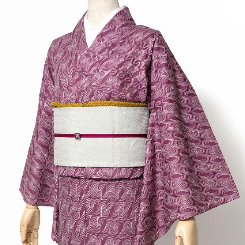 木綿着物 単衣 ダイヤ ストライプ 縞 ピンク 仕立て上がり 木綿着物 単衣 ダイヤ ストライプ 縞 ピンク 仕立て上がり