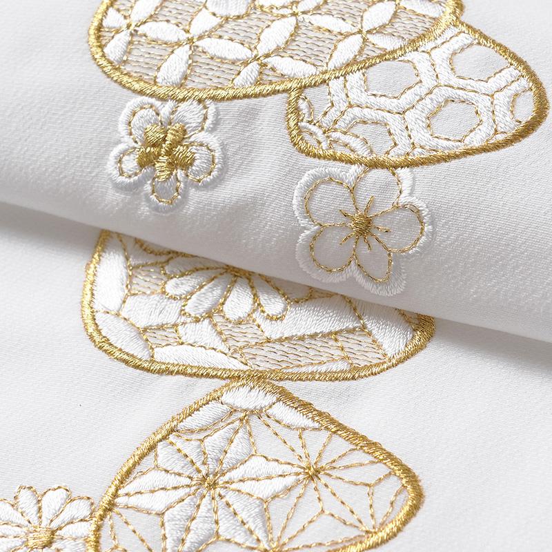 半衿 刺繍 礼装用 貝 蛤 白 金 塩瀬 吉祥文様 伝統文様 縁起物 和装