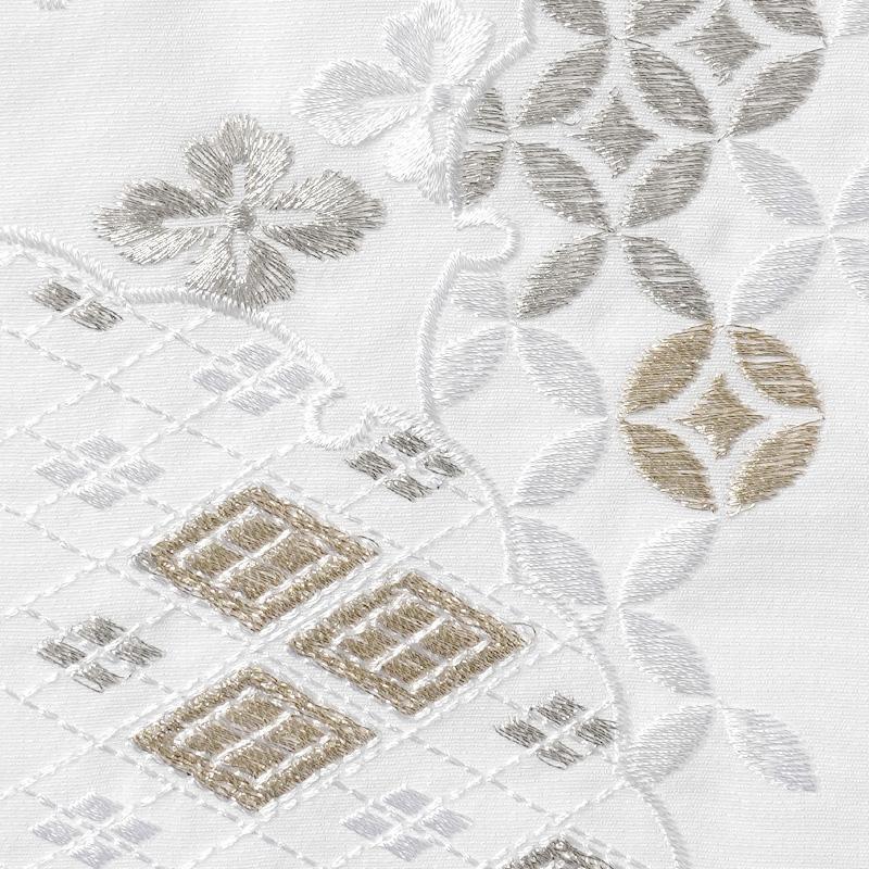 半衿 刺繍 礼装用 雪輪 七宝 菱 白 金 銀 塩瀬 吉祥文様 伝統 半衿 刺繍 礼装用 雪輪 七宝 菱 白 金 銀 塩瀬 吉祥文様 伝統