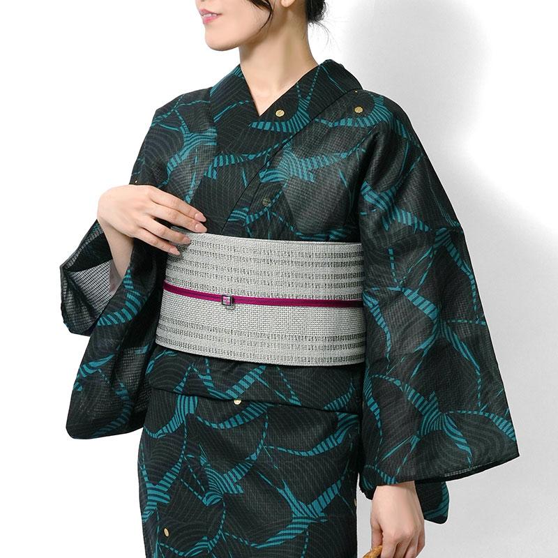 浴衣 美術サロン 綿紅梅 重ね染め 箔 波ツバメ 黒 青 緑 引き 浴衣 美術サロン 綿紅梅 重ね染め 箔 波ツバメ 黒 青 緑 引き