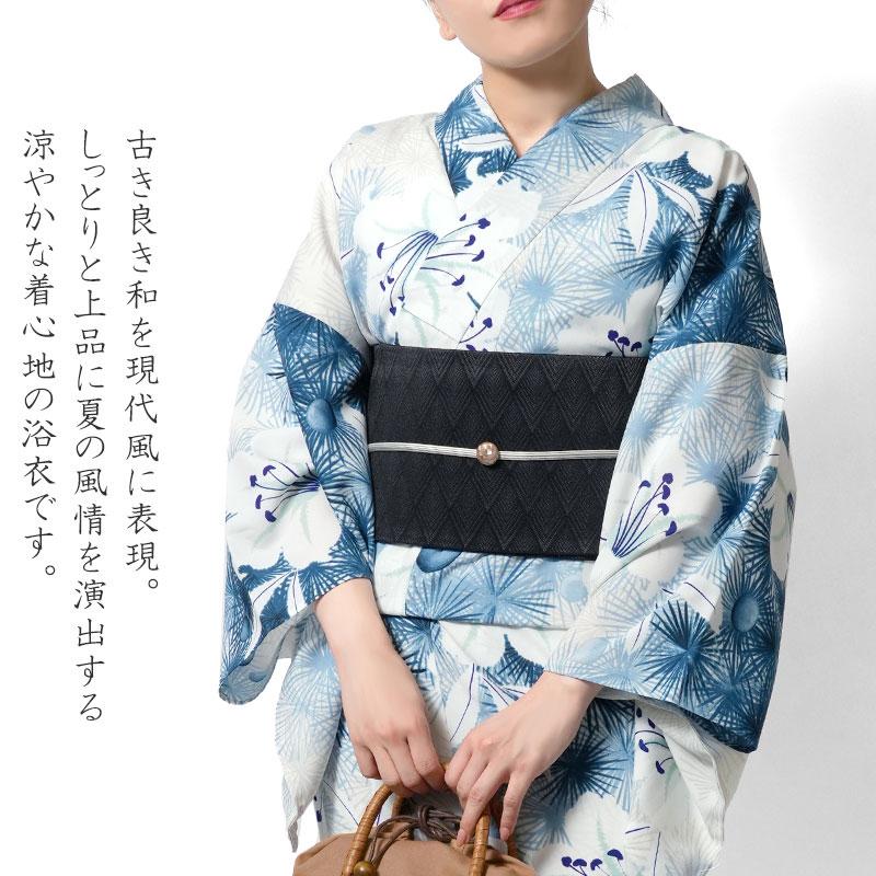 浴衣 和風館 セオアルファ 松葉百合 水色 青 オフ白 古典柄 花 浴衣 和風館 セオアルファ 松葉百合 水色 青 オフ白 古典柄 花