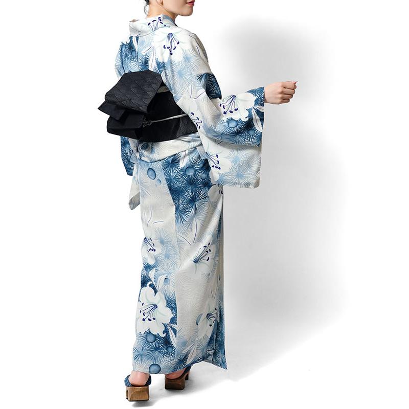 浴衣 和風館 セオアルファ 松葉百合 水色 青 オフ白 古典柄 花 浴衣 和風館 セオアルファ 松葉百合 水色 青 オフ白 古典柄 花