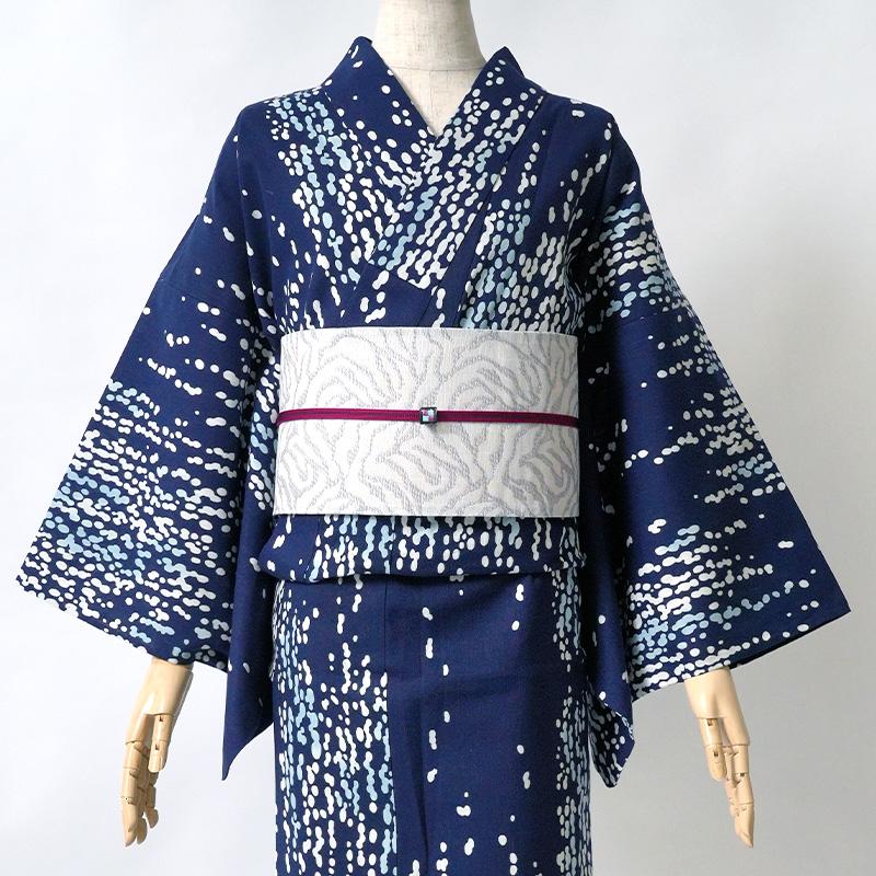 浴衣 和風館 注染 滝 紺 藍 知多木綿 レディース シック 上品