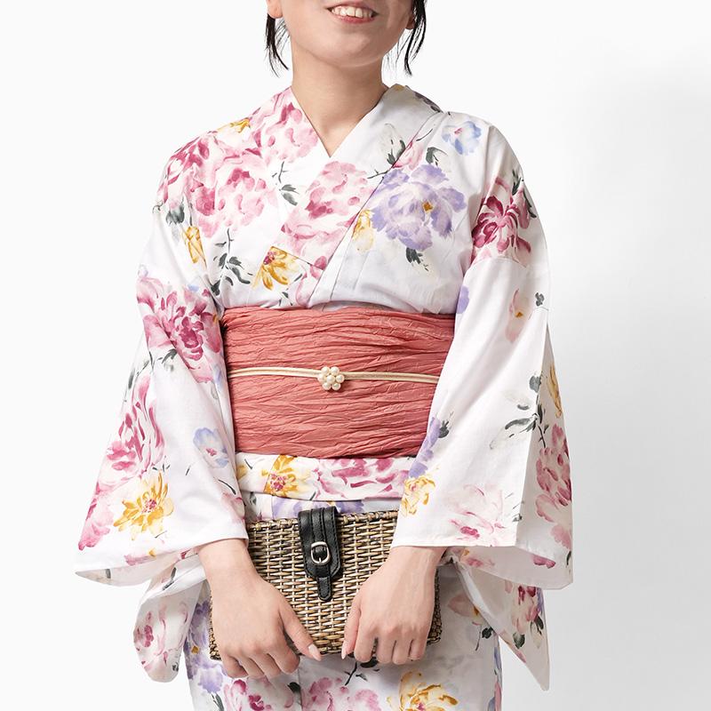 浴衣 白 ボタニカル 花柄 木綿 古典柄 大人 上品 20代 30代 レディース
