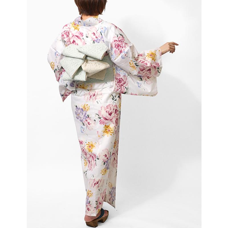 浴衣 白 ボタニカル 花柄 木綿 古典柄 大人 上品 20代 30代 レディース