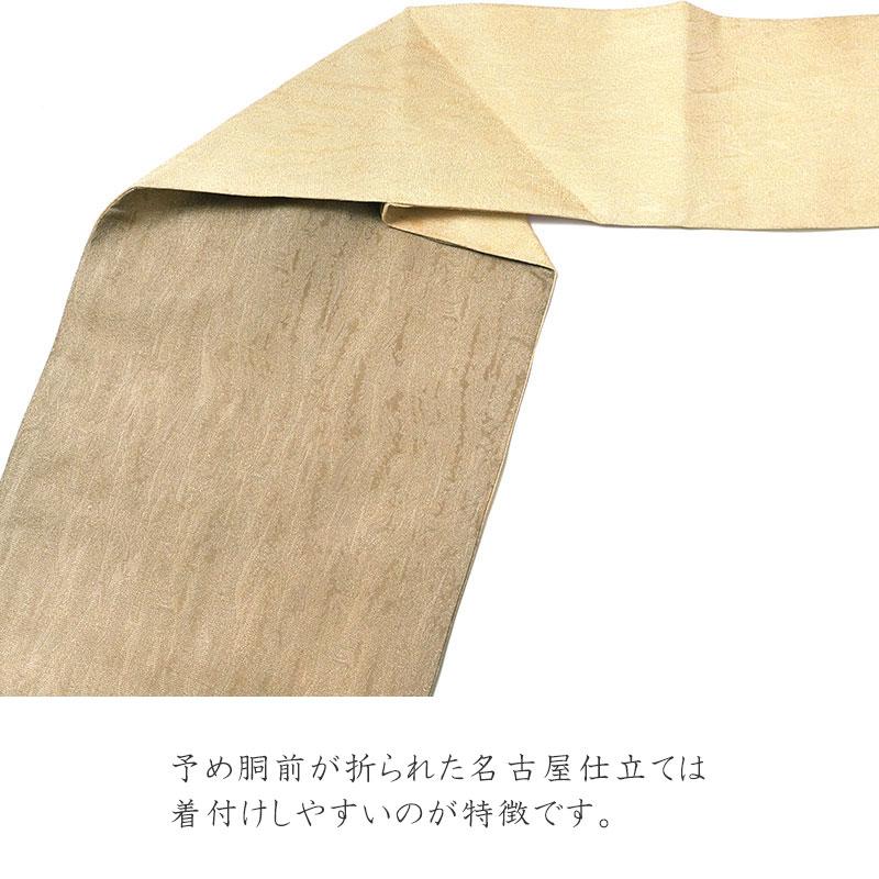 名古屋帯 風神雷神 ベージュ 和柄 絹 日本製 お太鼓 仕立て上がり