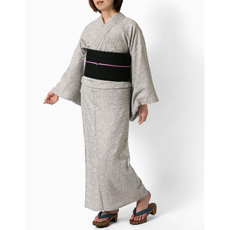 レース着物 オーガンジー フラワー グレー ニュアンスカラー