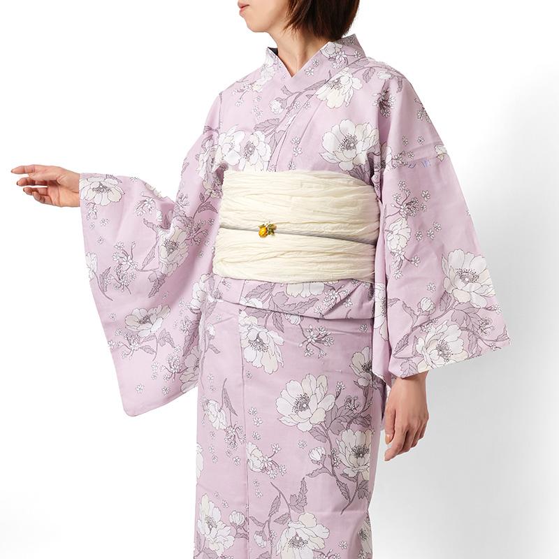 浴衣 2点セット アネモネ ピンク くすみカラー 花柄 フェミニン 兵児帯 レディース ボタニカル モダン 綿 上品 女性用 20代 30代 40代 50代 浴衣セット_9