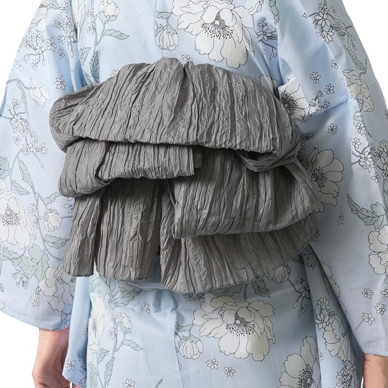 浴衣 2点セット アネモネ 水色 くすみカラー 花柄 フェミニン 兵児帯