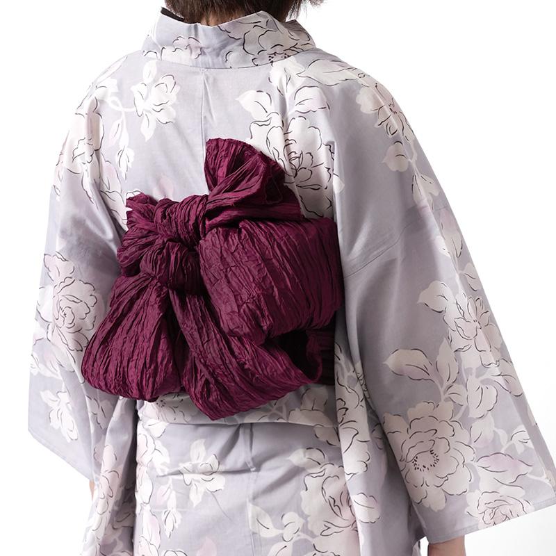 浴衣 2点セット 牡丹 ふじ 薄紫 ニュアンスカラー 花柄 兵児帯 レディース ボタニカル シック モダン 綿 上品 20代 30代 40代 50代 女性用 浴衣セット_2