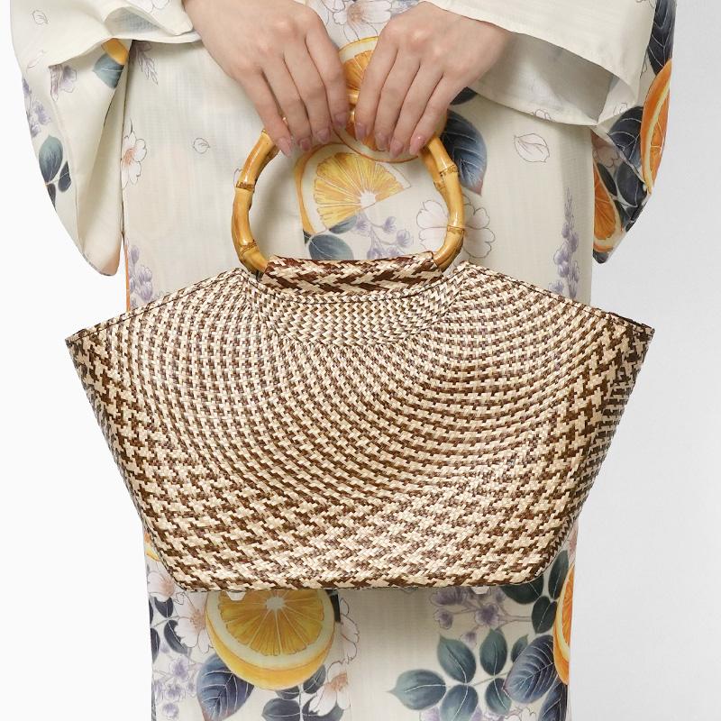 ブンタル バッグ 茶色 ブラウン 女性用 扇型 鞄 手提げ ブンタール 