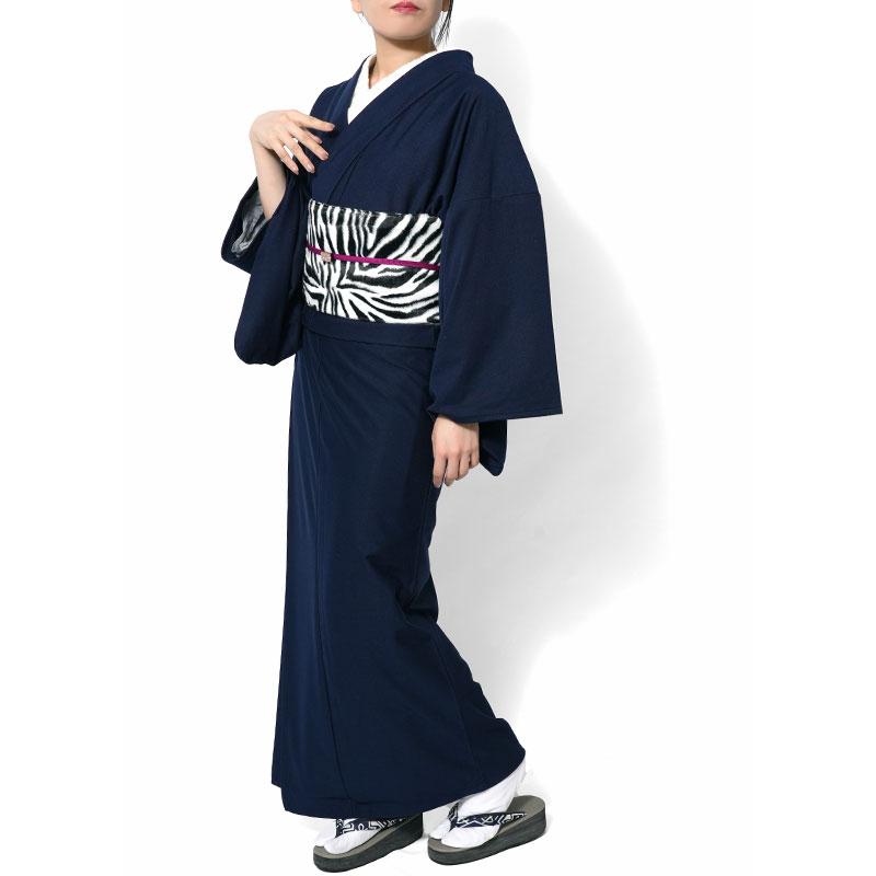 着物 ジャージ 無地 ネイビー 紺 ストレッチ リラックス 単衣 仕立て 