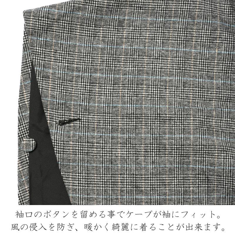 ケープ コート JAPAN MODE グレンチェック グレー ファー ケープ コート JAPAN MODE グレンチェック グレー ファー