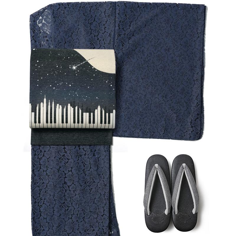 京袋帯 召しませ花 Mid Blue Piano ミッドブルーピアノ 星空 夜空 黒