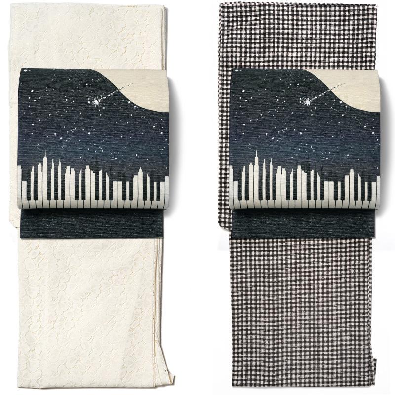京袋帯 召しませ花 Mid Blue Piano ミッドブルーピアノ 星空 夜空 黒