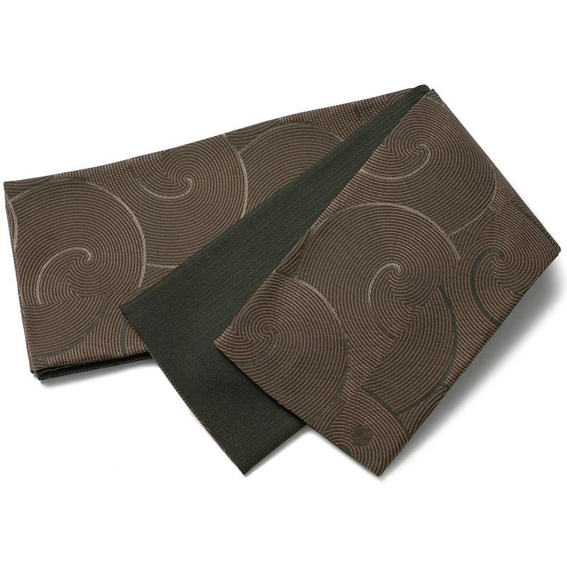 半幅帯 美術サロン 渦美 ダークブラウン こげ茶 黒 シンプル 幾何学