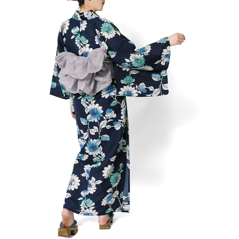 浴衣 向日葵 紺 グラデーション 注染風 花 ひまわり ポリエステル