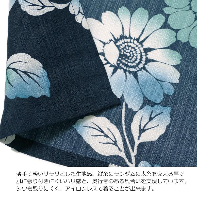浴衣 向日葵 紺 グラデーション 注染風 花 ひまわり ポリエステル