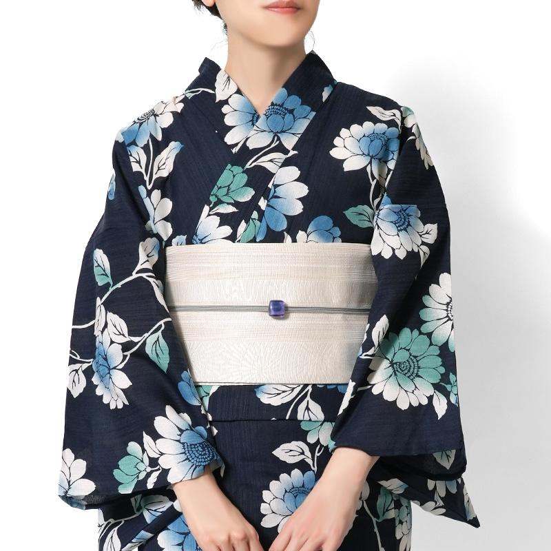 浴衣 向日葵 紺 グラデーション 注染風 花 ひまわり ポリエステル