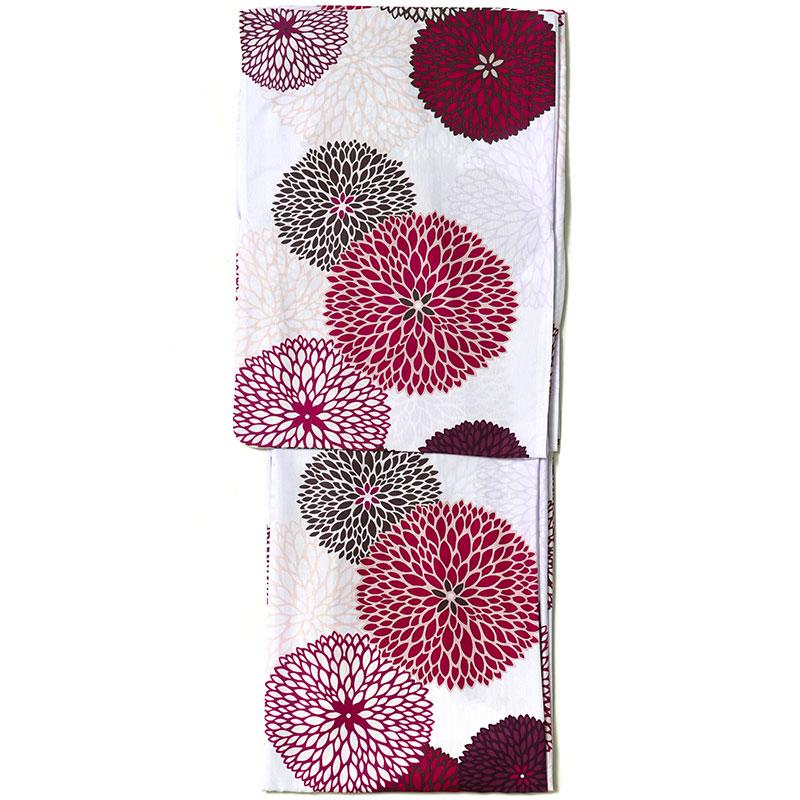 浴衣 千菊花 赤 花 ポリエステル アイロンレス 古典柄 レディース