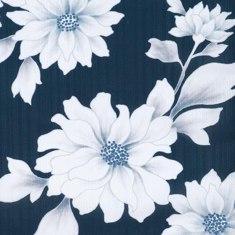 浴衣 紺に菊花 ネイビー 紺 白 花 ポリエステル アイロンレス 古典柄