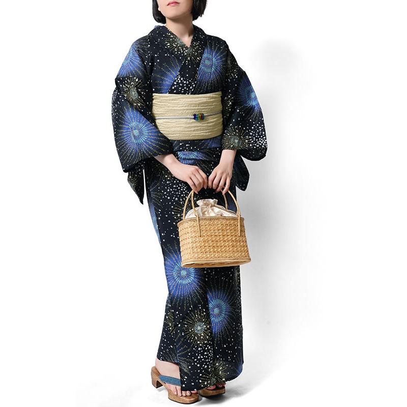 浴衣 綿麻 花火 紺 青 レディース ナチュラル モダン 上品 女性用 仕立上がり20代 30代 40代 50代 女性用 単品_7