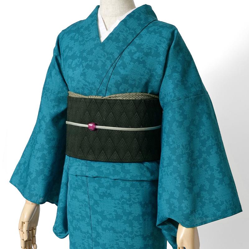 着物 セオアルファ 単衣 JAPAN MODE 花唐草 更紗 ターコイズ 青 着物 セオアルファ 単衣 JAPAN MODE 花唐草 更紗 ターコイズ 青
