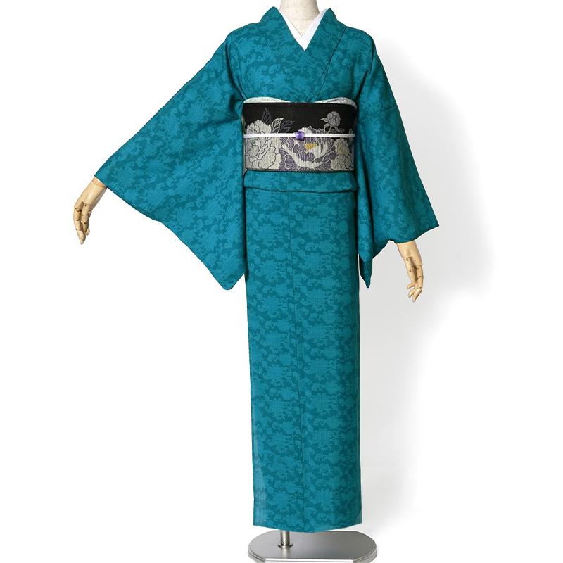 着物 セオアルファ 単衣 JAPAN MODE 花唐草 更紗 ターコイズ 青 着物 セオアルファ 単衣 JAPAN MODE 花唐草 更紗 ターコイズ 青