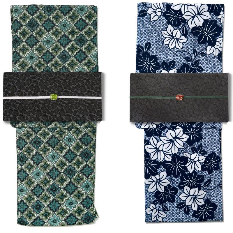 半幅帯 レオパード ブラック ヒョウ柄 ラメ 日本製 リバーシブル 長尺