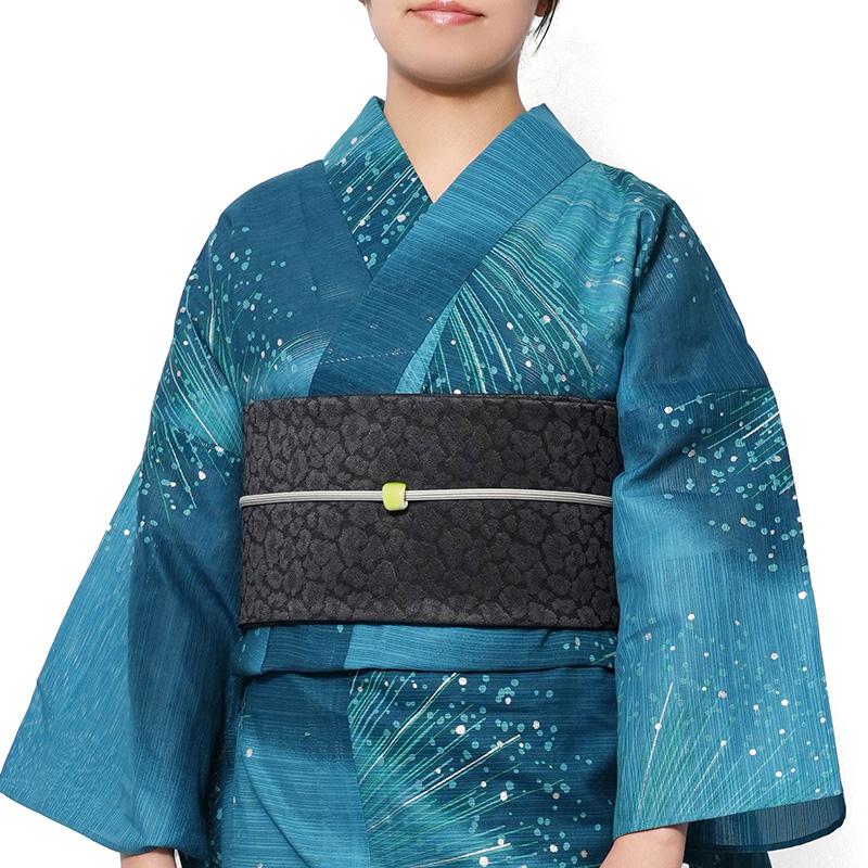 半幅帯 レオパード ブラック ヒョウ柄 ラメ 日本製 リバーシブル 長尺